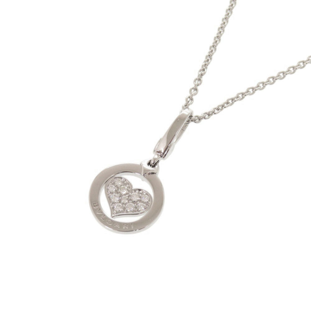 BVLGARI 18k Silver Diamond Heart Necklace